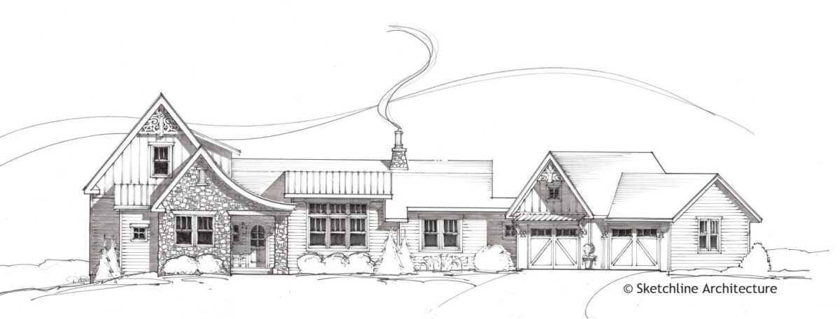 Gretels Haus - Front elevation sketch - Sketchline Architecture Gretels Haus - Front elevation sketch - Sketchline Architecture